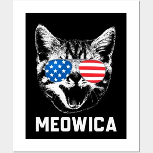 Meowica Cat American Flag 4th Of July Posters and Art